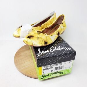 Sam Edelman Felicia Shoes Womens 6 Ballet Flats Sunshine Yellow Flowers Bow